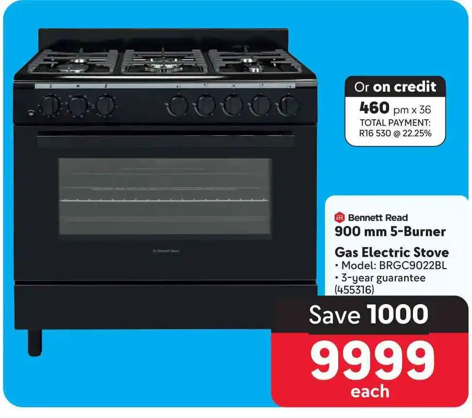 Read 900 mm 5Burner Gas Electric Stove offer at Makro