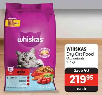 Makro WHISKAS Dry Cat Food (All variants) 2.7kg offer