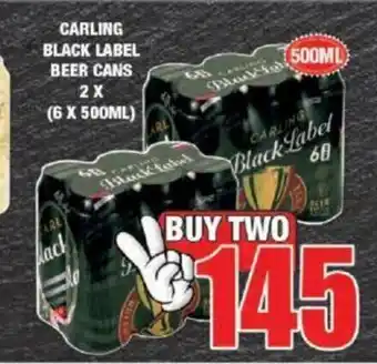 Boxer Carling Black Label Beer Cans 2 x (6x500ml) offer