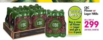 CBC Pilsner or Lager NRBs 24 x 340ml