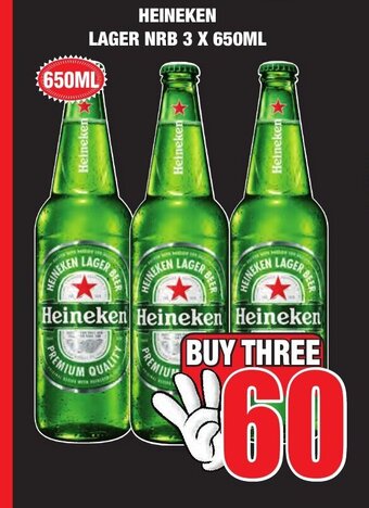 Boxer Liquors Heineken Lager NRB 3 x 650mL offer