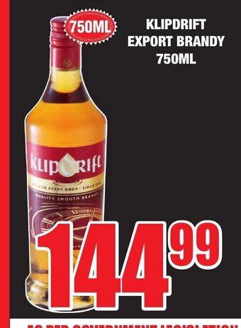 Boxer Liquors Klipdrift Export Brandy 750ml offer