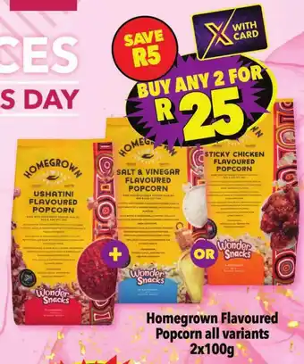 Shoprite Homegrown Flavoured Popcorn all variants 2x100g offer