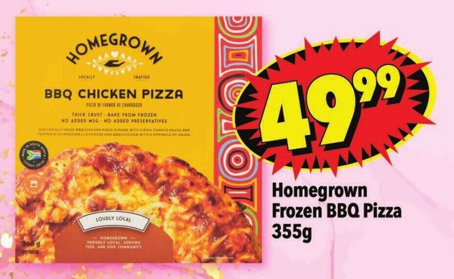 Homegrown Frozen BBQ Pizza 355g offer at Shoprite