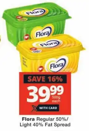 Checkers Flora Regular 50%/ Light 40% Fat Spread offer