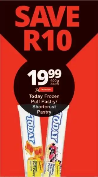 Checkers Today Frozen Puff Pastry/ Shortcrust Pastry offer