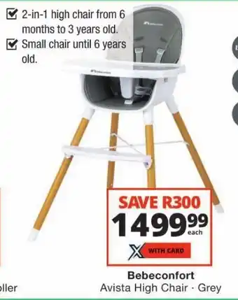 Checkers Bebeconfort Avista High Chair Grey offer