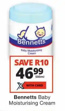 Checkers Bennetts Baby Moisturising Cream offer