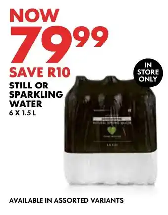 Woolworths STILL OR SPARKLING WATER 6x1.5L offer