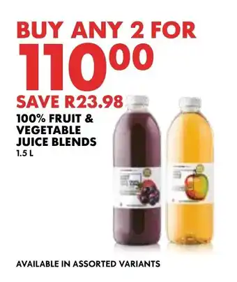 Woolworths 100% FRUIT & VEGETABLE JUICE BLENDS 1.5L offer
