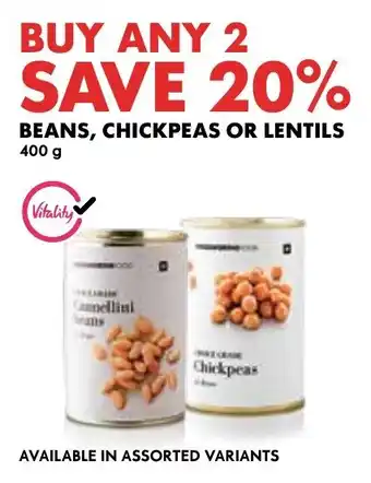 Woolworths BEANS, CHICKPEAS OR LENTILS 400g offer