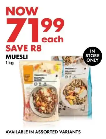 Woolworths MUESLI 1kg offer