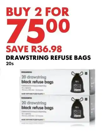 Woolworths DRAWSTRING REFUSE BAGS 20s offer