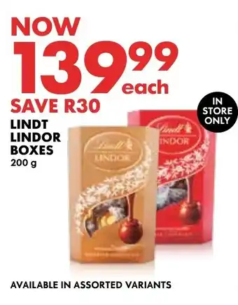 Woolworths LINDT LINDOR BOXES 200g offer