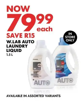 Woolworths W.LAB AUTO LAUNDRY LIQUID 1.5L offer