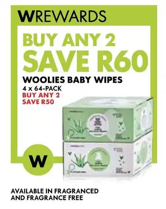 Woolworths WOOLIES BABY WIPES 4 x 64-PACK offer