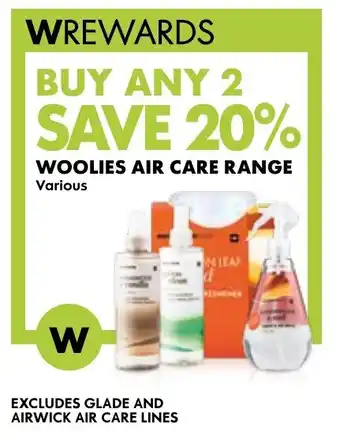 Woolworths WOOLIES AIR CARE RANGE Various offer