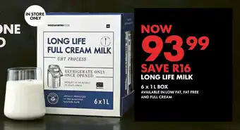 Woolworths LONG LIFE FULL CREAM MILK UHT 6 x 1L BOX offer