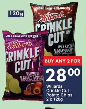 President Hyper Willards Crinkle Cut Potato Chips 2 x 120g offer