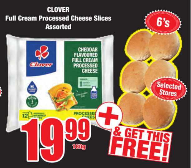 Clover Full Cream Processed Cheese Slices Assorted 180g offer at Boxer Superstores