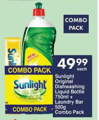 President Hyper Sunlight Original Dishwashing Liquid Bottle 750ml + Laundry Bar 500g Combo Pack offer