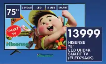 President Hyper HISENSE 75" LED UHD4K SMART TV (ELED75A6K) offer