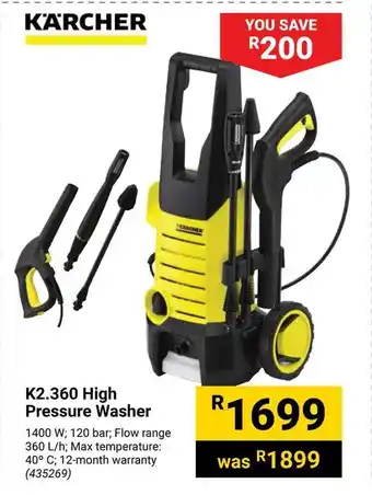 Builders Warehouse K2.360 High Pressure Washer offer