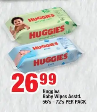 Huggies Baby Wipes Asstd. 56's-72's PER PACK