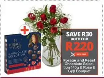 Checkers Hyper Forage and Feast Chocolate Selection 140g & Rose & Gyp Bouquet offer