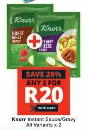 Checkers Knorr Instant Sauce/Gravy All Variants x 2 offer