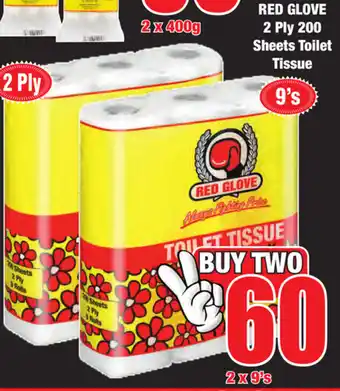 Boxer Superstores Red GLove 2 Ply 200 Sheet Toilet Tissue 2x9's offer