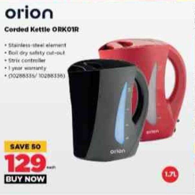 Orion Corded Kettle ORK01R offer at HiFi Corp
