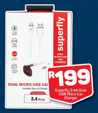 Pick n Pay Superfly 3 4A Dual USB Micro Car Charger offer