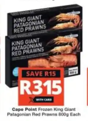 Checkers Cape Point Frozen King Giant Patagonian Red Prawns 800g Each offer