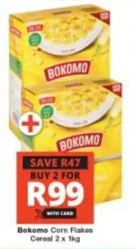 Checkers Bokomo Corn Flakes Cereal 2 x 1kg offer