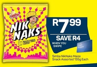 Pick n Pay Simba Nik Naks Maize Snack Assorted 135g offer