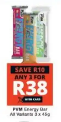 Checkers PVM Energy Bar All Variants 3 x 45g offer