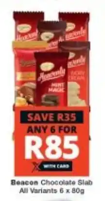 Checkers Beacon Chocolate Slab All Variants 6 x 80g offer
