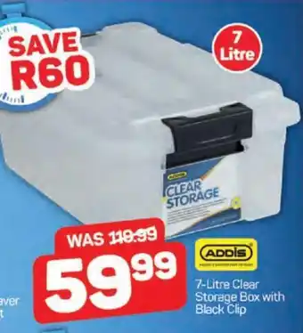 Pick n Pay ADDIS 7-Litre Clear Storage Box with Black Clip offer