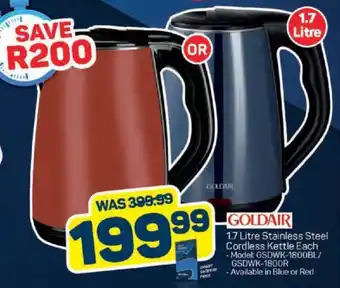 Pick n Pay GOLDAIR 1.7 Litre Stainless Steel Cordless Kettle Each offer