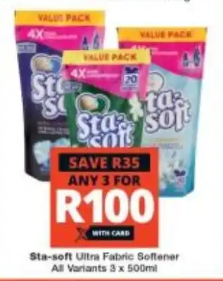 Checkers Sta-soft Ultra Fabric Softener All Variants 3 x 500ml offer