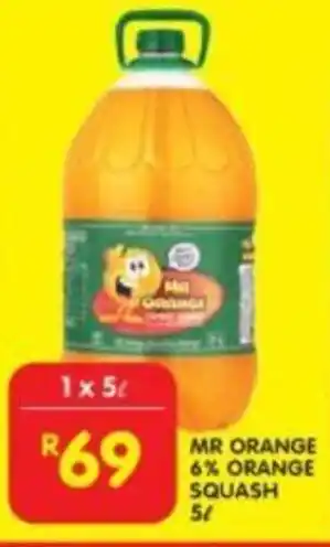 Shoprite MR ORANGE 6% ORANGE SQUASH 5L offer