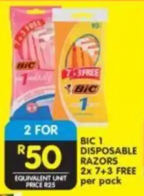 Shoprite BIC 1 DISPOSABLE RAZORS 2x 7+3 FREE per pack offer