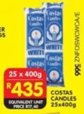 Shoprite COSTAS CANDLES 25x400g offer