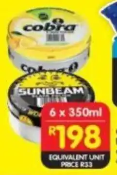 Shoprite COBRA/SUNBEAM FLOOR WAX POLISH all variants 6x350ml offer