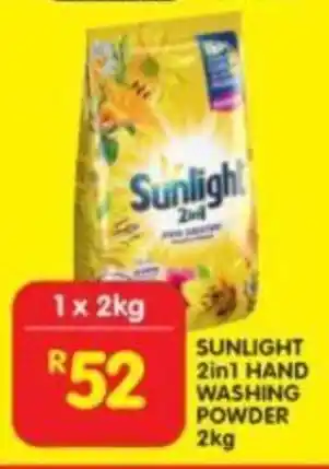 Shoprite SUNLIGHT 2in1 HAND WASHING POWDER 2kg offer