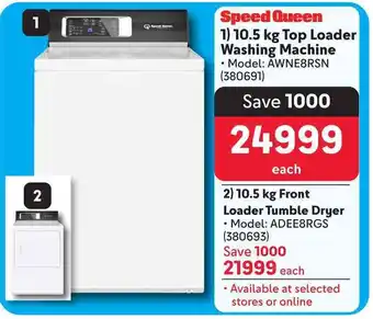 Makro Speed Queen 10.5kg Top Loader Washing Machine offer