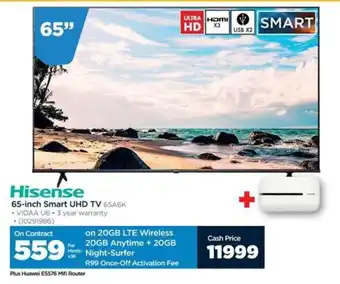 HiFi Corp Hisense 65-inch Smart UHD TV 65A6K offer