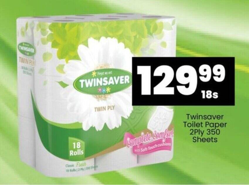 Twinsaver Toilet Paper 2Ply 350 Sheets offer at Super Save