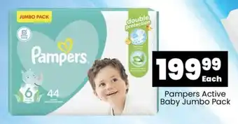 Super Save Pampers Active Baby Jumbo Pack offer